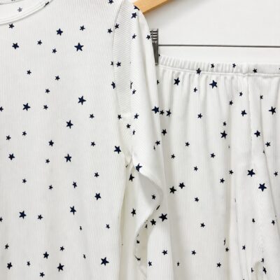 Pijama canelado | branco frio